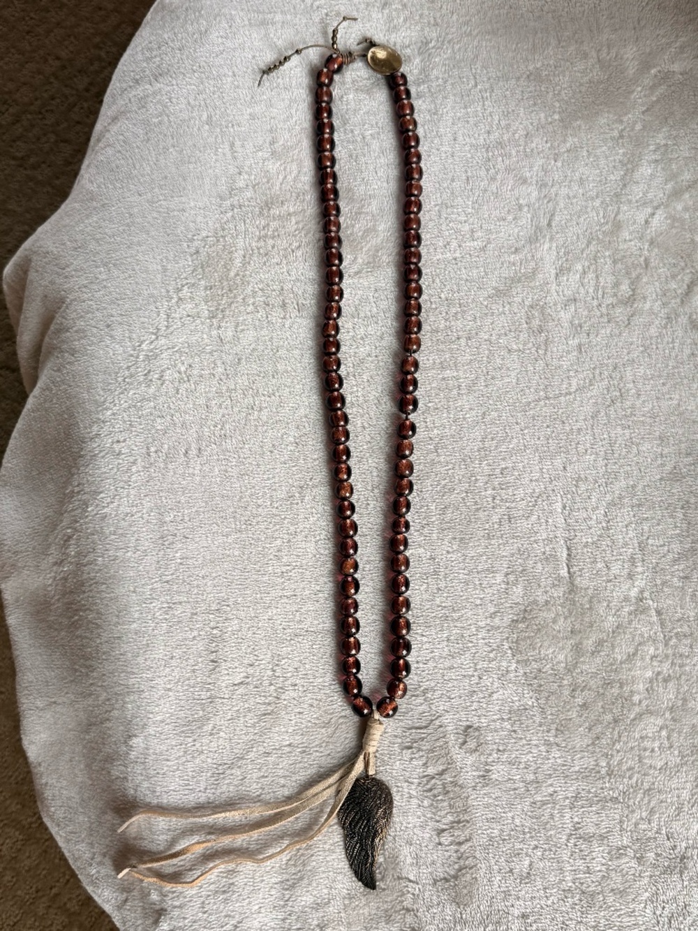 Paula Carvalho Beaded Necklace with Angel Wing Pendant